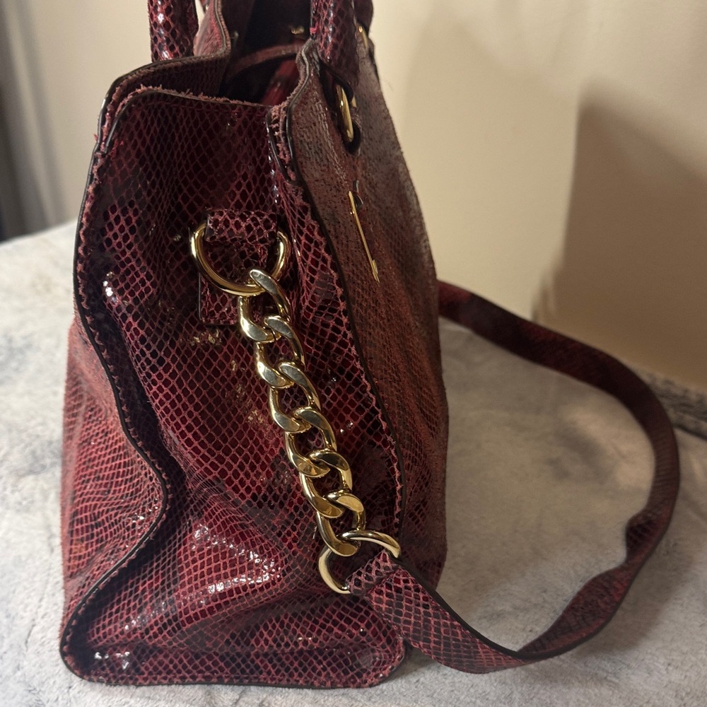 Michael Kors Bedford Red & Black Python-Embossed … - image 6